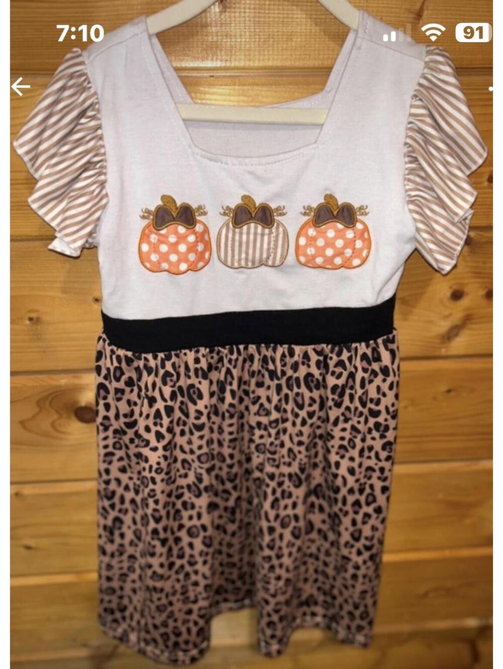 Boutique Pumpkin Leopard Print Fall